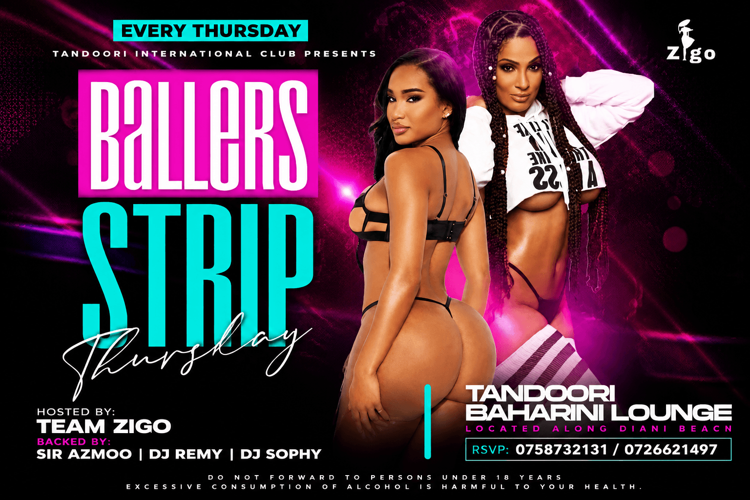 Ballers Strip Thursday at Tandoori International Club, Diani Beach