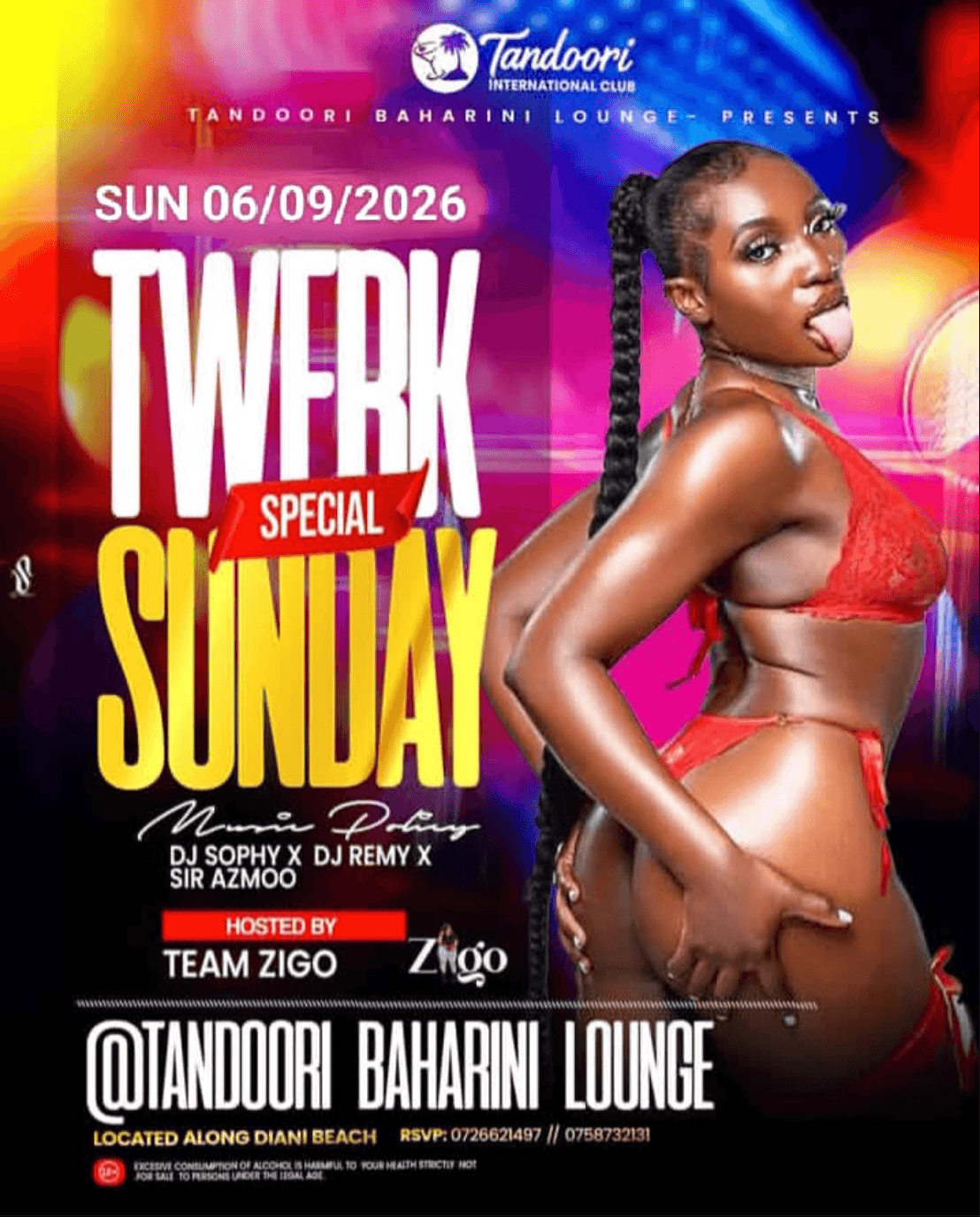 Twerk Special Sunday flyer — Tandoori Baharini Lounge, Diani Beach